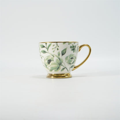 Hancai Decal footed mug with electroplated Handle & Rim