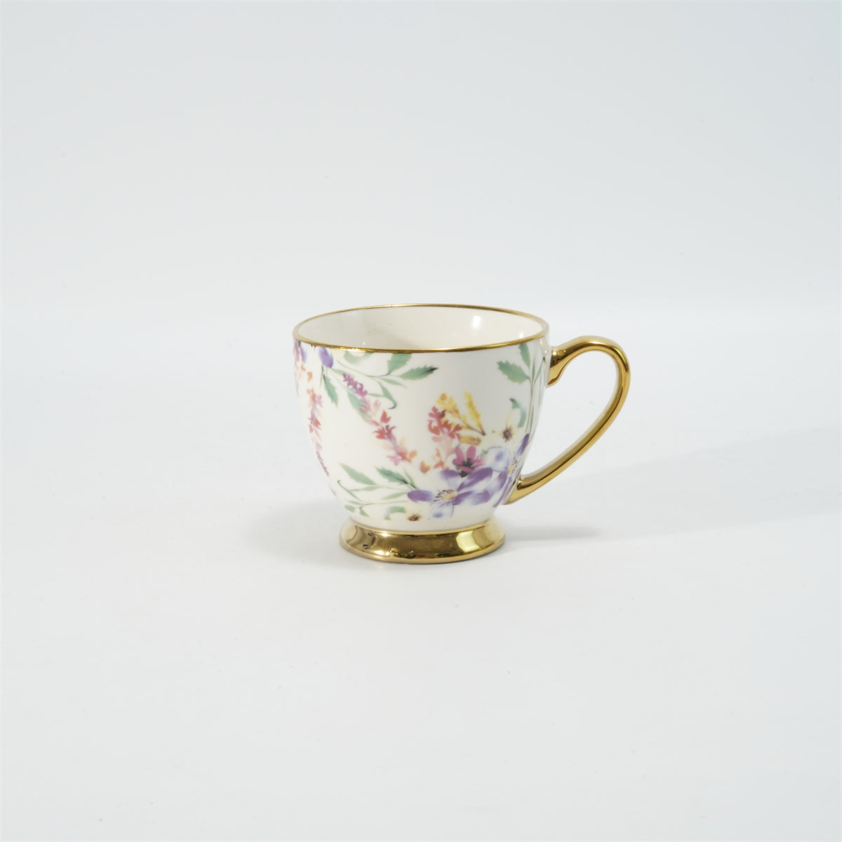 Hancai Decal footed mug with electroplated Handle & Rim