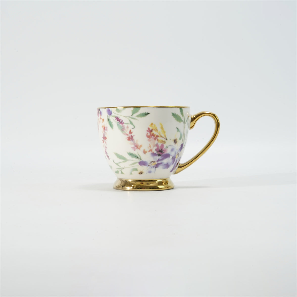 Hancai Decal footed mug with electroplated Handle & Rim