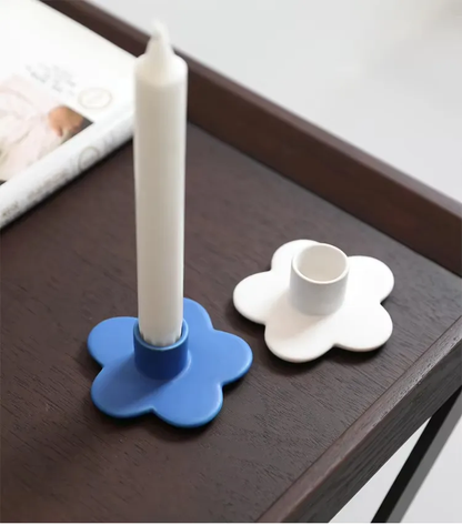 Multiple Colour Flower Shape Ornaments Candlestick Holders Ceramic Candle Holder for Home Wedding Decoration
