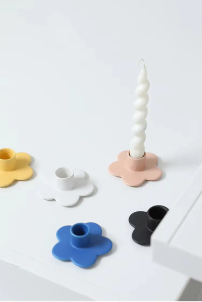 Multiple Colour Flower Shape Ornaments Candlestick Holders Ceramic Candle Holder for Home Wedding Decoration