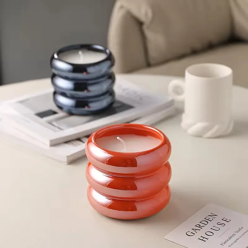 Ceramic Luxury Pillar Candles Making Kit Wax Jars Vessels Candle Box Packaging Empty Candle Jar