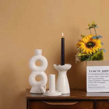 Nordic Creative Matte Ceramic Candlestick Holder Unique Modern Handmade Home Decor Candle Stand Candle Jars
