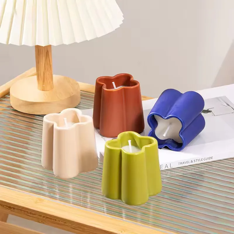Christmas Unique Candle Making Vessels Iridescent Ceramic Empty Candle Jars Wholesale