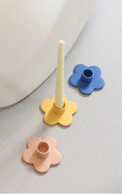Multiple Colour Flower Shape Ornaments Candlestick Holders Ceramic Candle Holder for Home Wedding Decoration