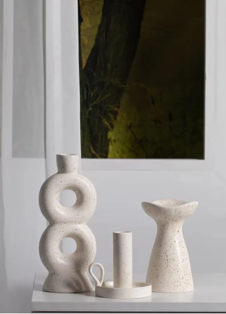Nordic Creative Matte Ceramic Candlestick Holder Unique Modern Handmade Home Decor Candle Stand Candle Jars