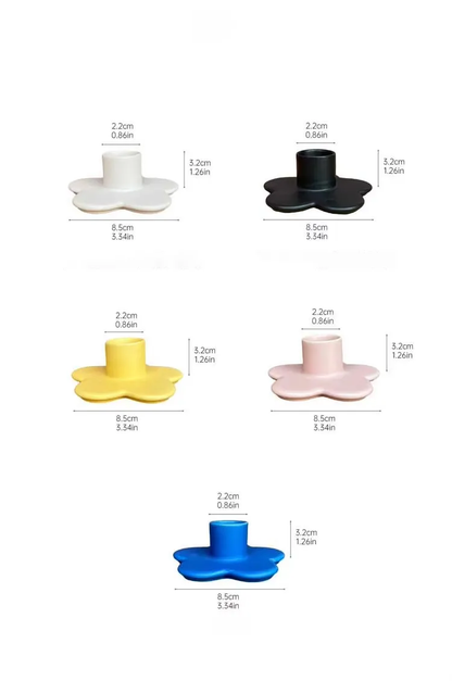 Multiple Colour Flower Shape Ornaments Candlestick Holders Ceramic Candle Holder for Home Wedding Decoration